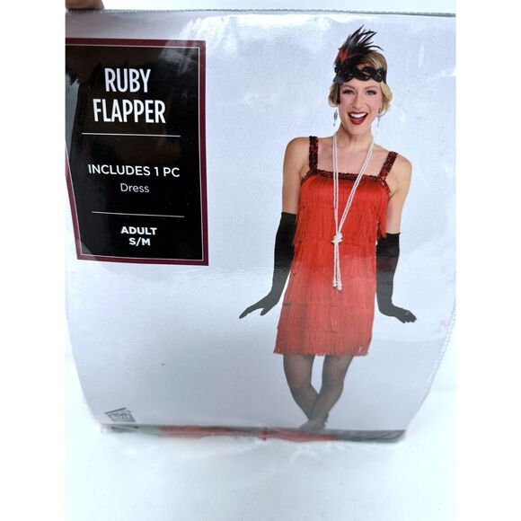 Ruby Flapper Halloween Costume for Women, Gatsby Ruby Red dress NEW S/M NEW - Picture 2 of 8